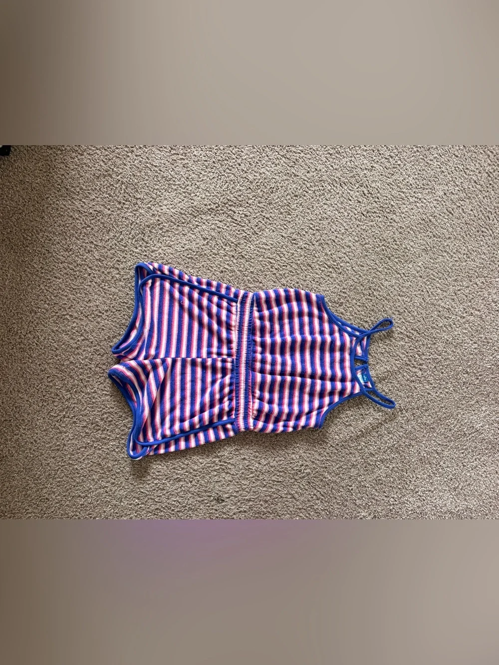 Striped Pink, Blue & White Tank Romper